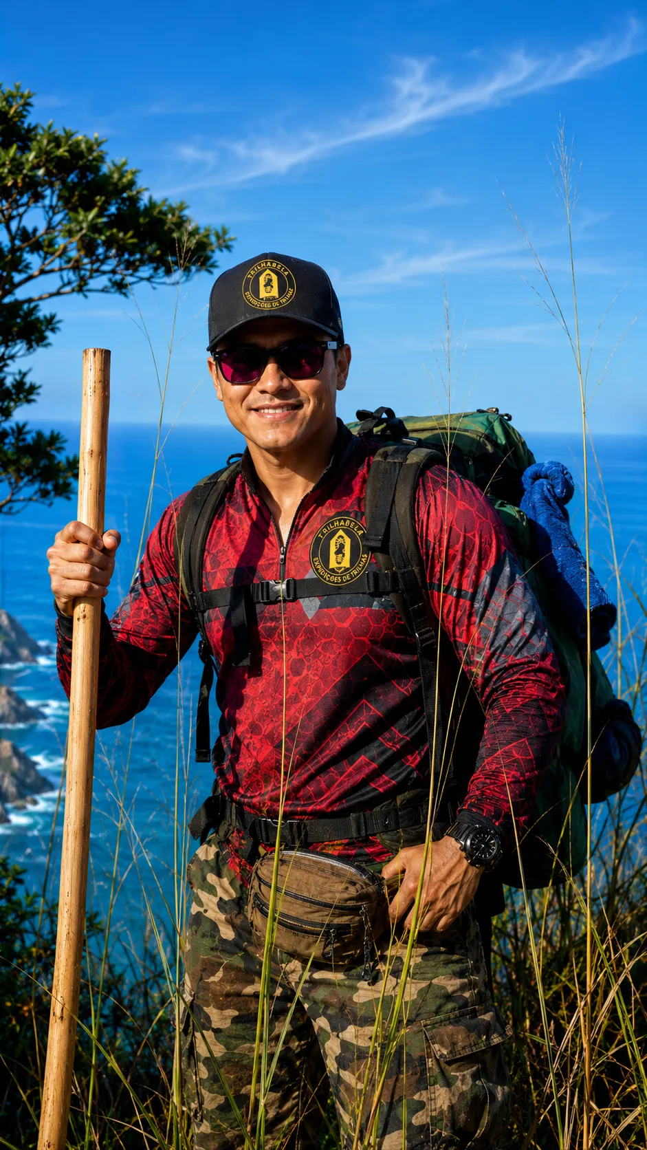 Ernani Sousa, guia oficial e fundador da Trilhabela Turismo, em uma trilha em Ilhabela